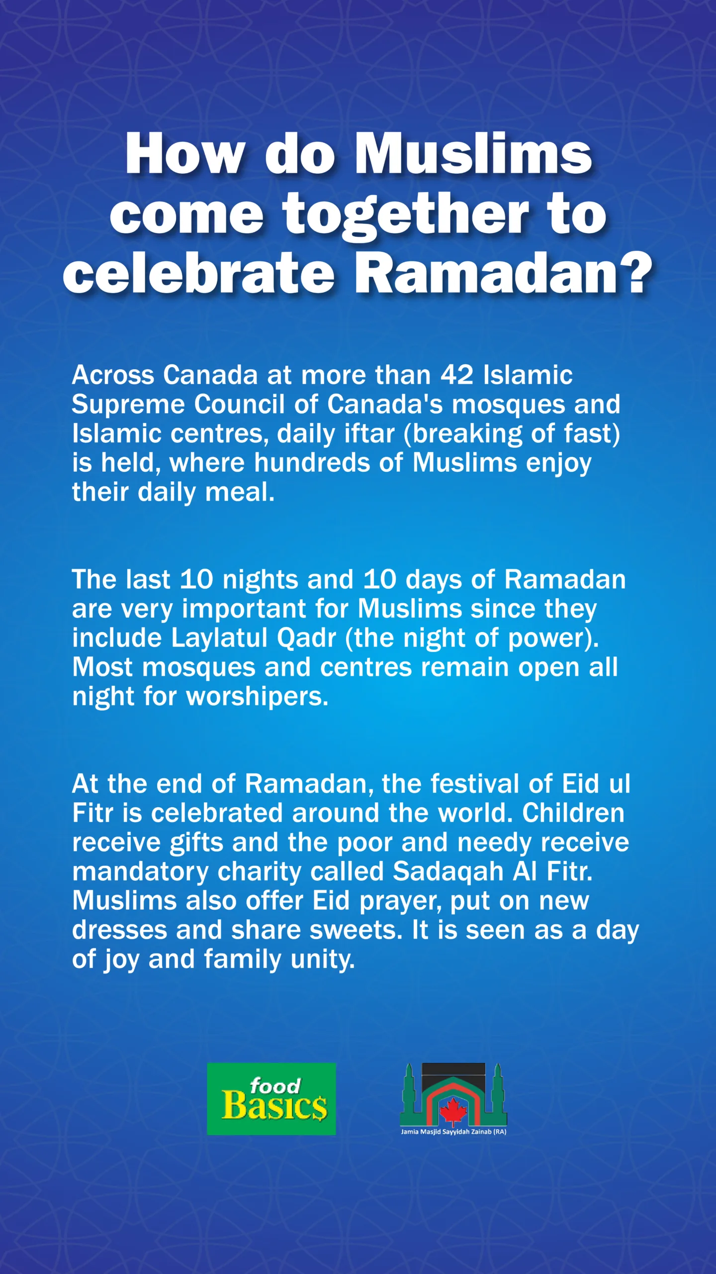 Food Basics And Sayyidah Zainab Muslim Community Centre Ramadan Unite During Interfaith Iftar Event - Canadian Ad Insider Food Basics And Sayyidah Zainab Muslim Community Centre Ramadan Unite During Interfaith Iftar Event