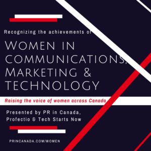 Poster recognizing the achievements of women in communications, marketing and technology in Canada.