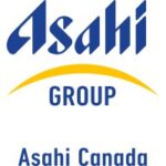 Asahi Group logo with blue stylized 'Asahi', yellow arc, blue 'GROUP', and 'Asahi Canada' text below.