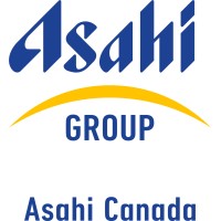 Asahi Group logo with blue stylized 'Asahi', yellow arc, blue 'GROUP', and 'Asahi Canada' text below.