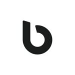 Brand logo: bold, rounded lowercase 'b' on a white background.