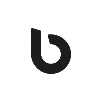 Brand logo: bold, rounded lowercase 'b' on a white background.