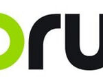 Corus logo: bold black wordmark with a lime-green O and trailing lime-green dot