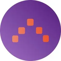 Circular purple gradient icon featuring an orange stepped arc forming a curved progress indicator.