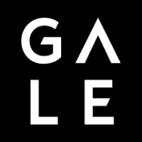 GALE logo: white wordmark with G A on the top row and L E on the bottom row on a black background