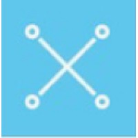X-shaped white lines with circular endpoints on a blue background.