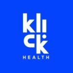Klick Health logo on a solid blue background.