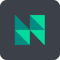 Teal geometric logo forming an abstract 'N' on a dark gray rounded-square background.