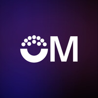 Logo featuring a curved row of white dots forming a semicircle to the left of a bold white 'M' on a dark purple gradient background (brand logo).