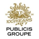 Publicis Groupe 100 Years logo with a golden sun and lion, and the words '100 YEARS' and 'PUBLICIS GROUPE'.