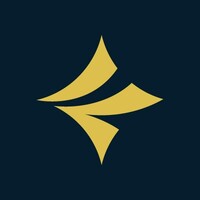Gold abstract four-point star logo on a dark navy background.