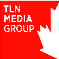 TLN Media Group logo on a red square with bold white text and a white jagged graphic on the right side.