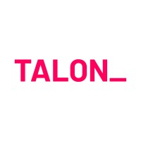 TALON_ logo in bright pink on a white background