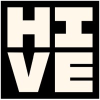 HIVE logo: bold cream letters H I V E arranged in a square on a black background.