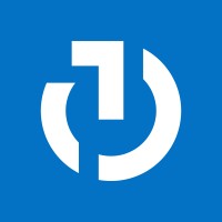 Logo: white abstract glyph on a solid blue background, resembling a stylized circular power/refresh symbol.