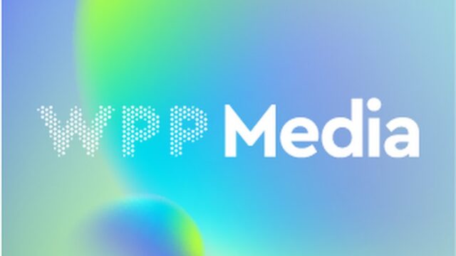 WPP Media logo in white on a soft multicolored gradient background.