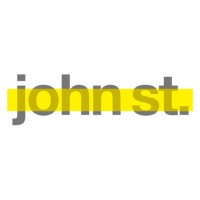 john st. logo: gray lowercase text with a yellow highlight bar across the middle on a white background