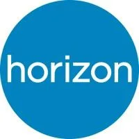 Horizon logo: white lowercase 'horizon' text on a blue circle.
