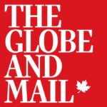 Logo for The Globe and Mail on a red background with a white maple leaf