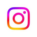 Instagram logo on a white background, featuring the gradient purple-pink-orange square icon with a rounded camera shape.