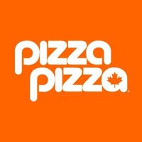 Pizza Pizza logo in white lettering on an orange background.