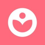 Logo: white circular emblem with a stylized person raising arms inside on a pink background, representing community or care.