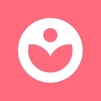 Logo: white circular emblem with a stylized person raising arms inside on a pink background, representing community or care.