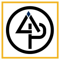 Company logo: black circular emblem with an abstract triangular design and a blue diamond at the top, framed by a yellow border.