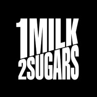 Logo with bold white text on a black background reading '1MILK 2SUGARS'.