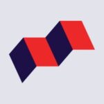 Vividata - Canadian Ad Insider Logo of three connected parallelograms in red and dark blue on a light gray background.